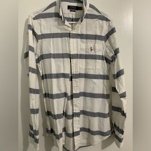 Ralph Lauren White and Gray Striped Shirt